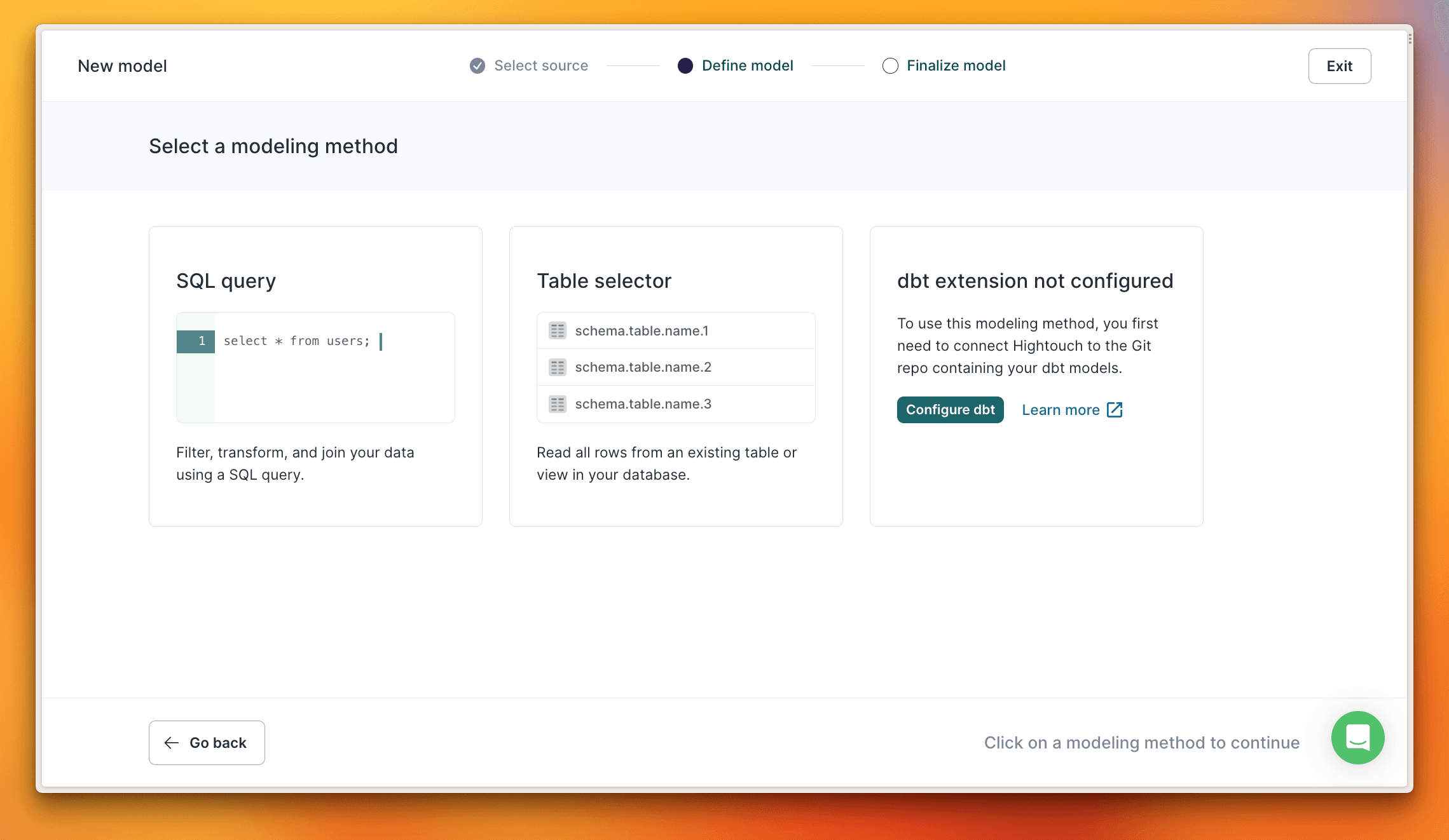 Query vs table selector