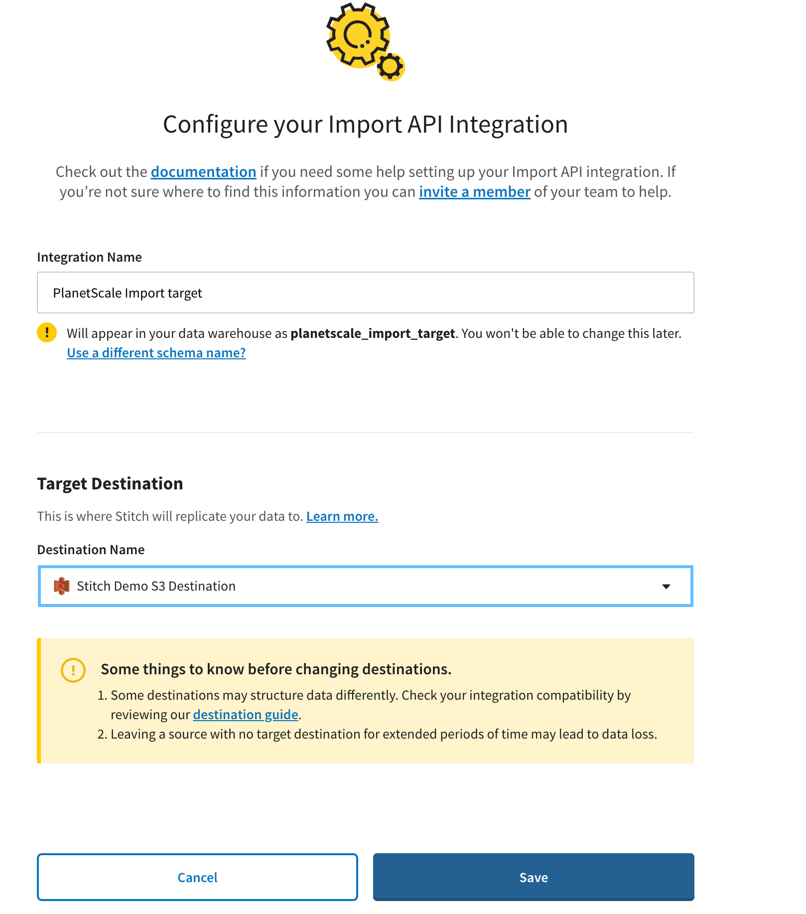 Configure Stitch Integration