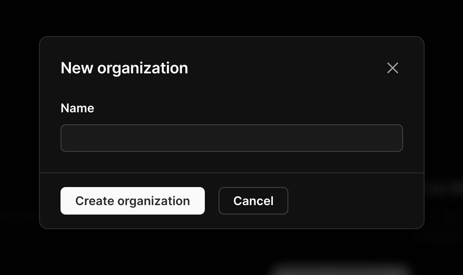 Enter a name for the new organization.