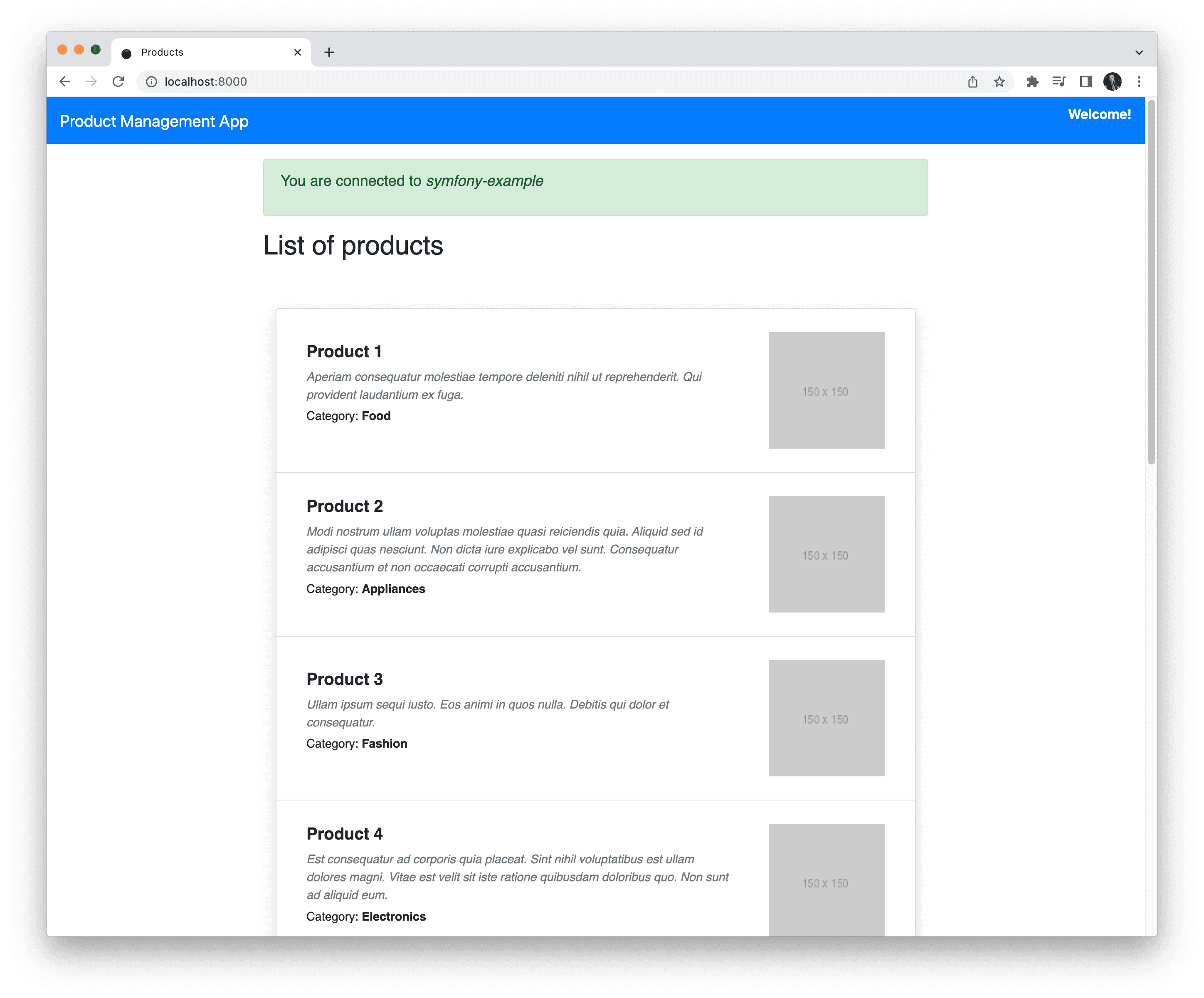 Symfony PlanetScale starter app homepage