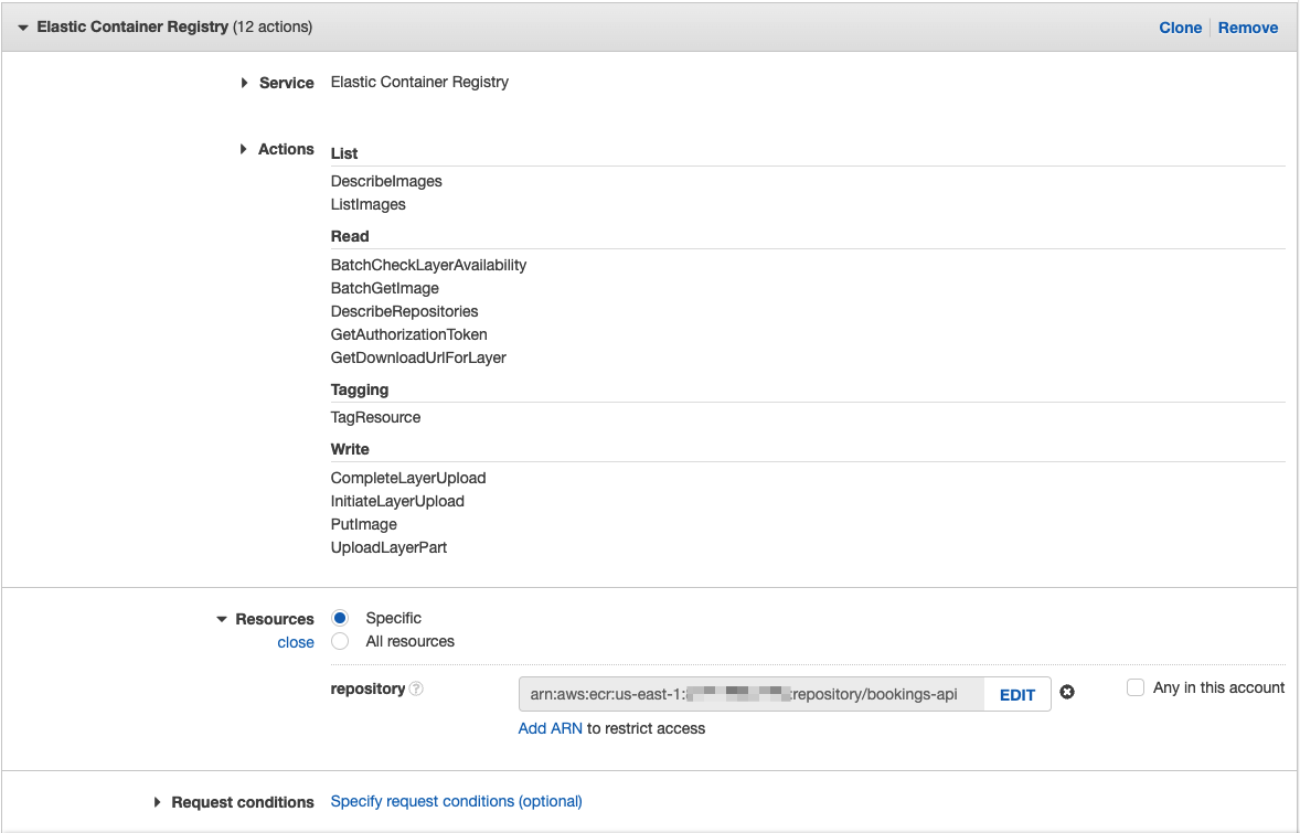 The Elastic Container Registry entry for the policy.