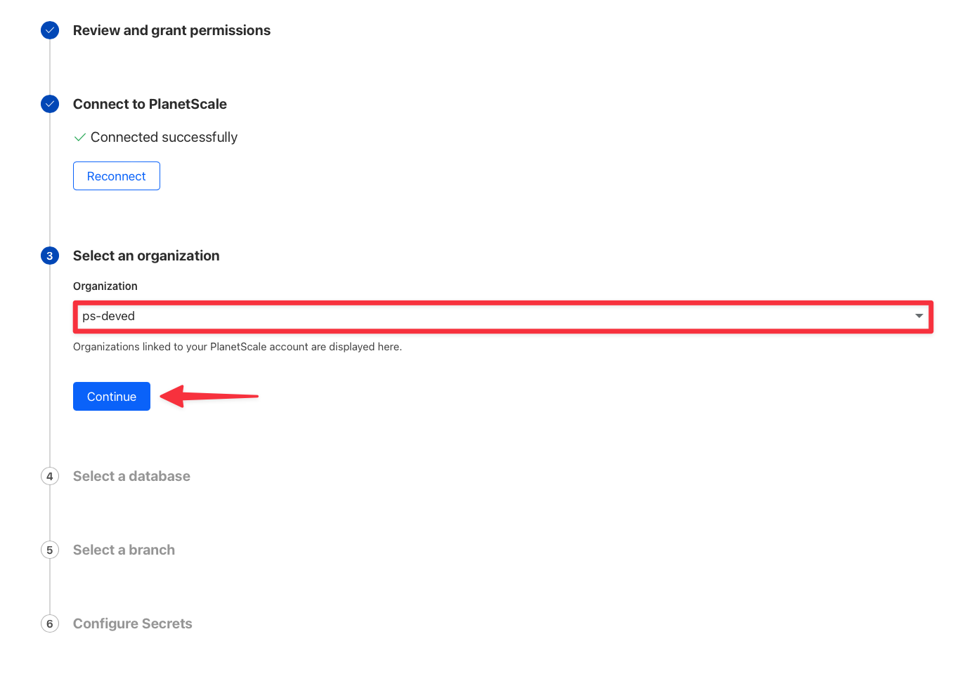 PlanetScale Cloudflare integration wizard - step 7